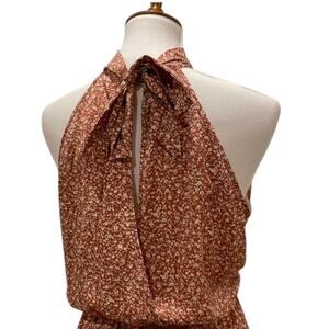 Womens Large Dress Boho Babydoll Cottage Dress Tie Neck Cut Out back Vacation